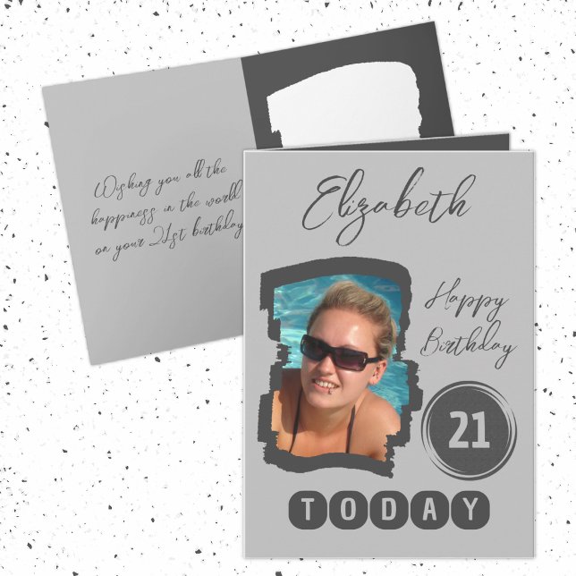 Carte Joyeux anniversaire 21 aujourd'hui ajouter photo g (Créateur téléchargé)