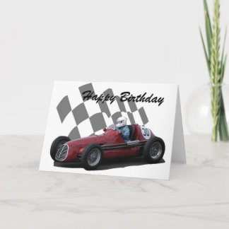 Carte Joyeux anniversaire 3 de voiture de course vintage