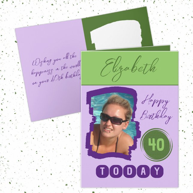 Carte Joyeux anniversaire 40 aujourd'hui ajouter photo v (Créateur téléchargé)