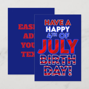 Carte Joyeux anniversaire 4 juillet