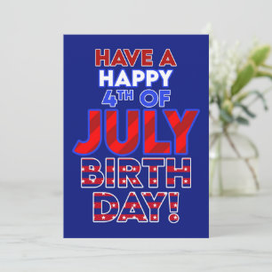 Carte Joyeux anniversaire 4 juillet audacieux patriotiqu