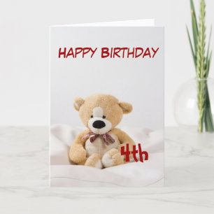 Carte Joyeux anniversaire 4e thème de l'ours en peluche