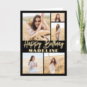 Carte Joyeux Anniversaire 5 Collage de Photos Moderne No
