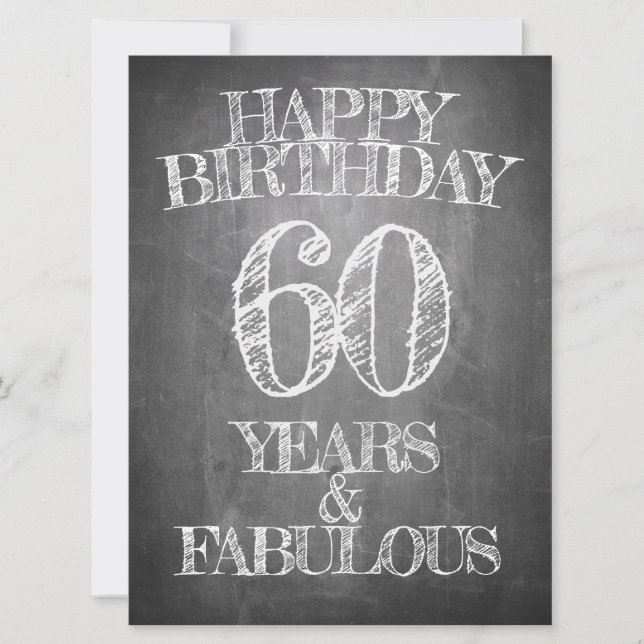 Carte Joyeux anniversaire - 60 ans & Fabuleux en chalkbo (Devant)