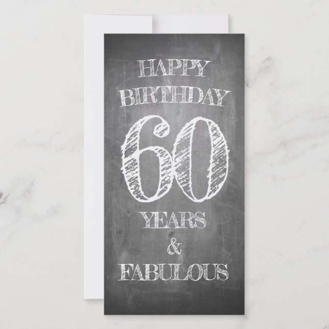 Carte Joyeux anniversaire - 60 ans & Fabuleux en chalkbo (Devant)