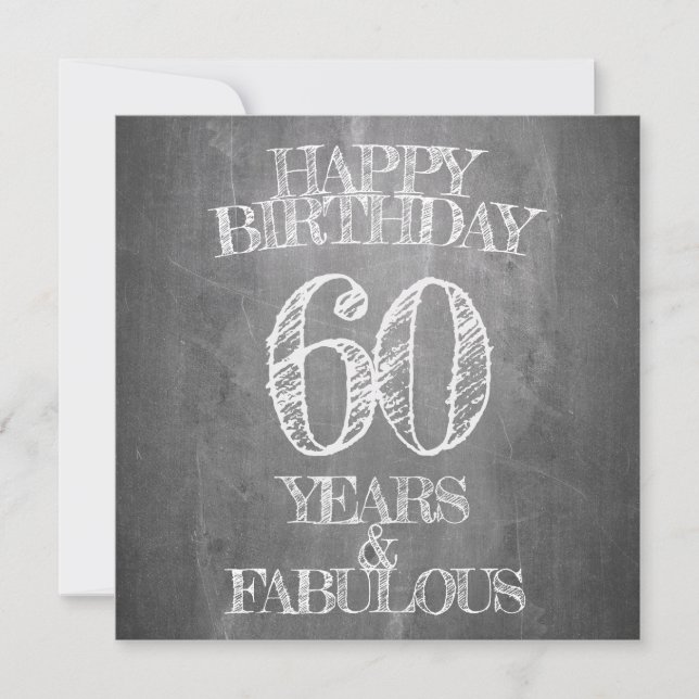 Carte Joyeux anniversaire - 60 ans & Fabuleux en chalkbo (Devant)