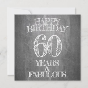 Carte Joyeux anniversaire - 60 ans & Fabuleux en chalkbo