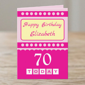 Carte Joyeux anniversaire 70 aujourd'hui nom rose