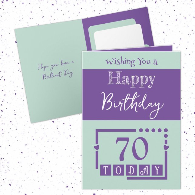 Carte Joyeux anniversaire 70 aujourd'hui vert violet (Créateur téléchargé)