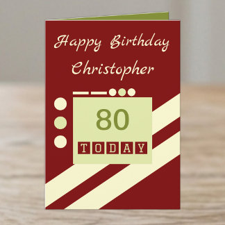 Carte Joyeux anniversaire 80 aujourd'hui ajouter nom bor
