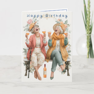 Carte Joyeux Anniversaire à Deux Dames Drôles Ivre qui R