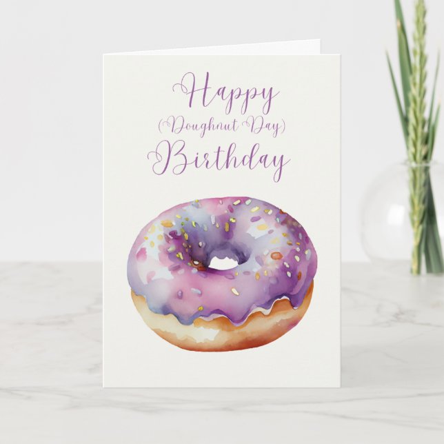 Carte Joyeux anniversaire à Doughnut illustrée à la main (Devant)