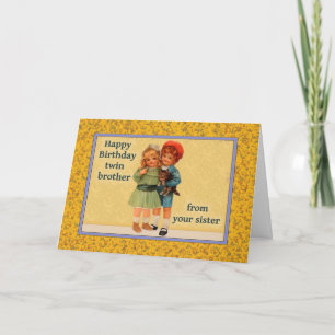 Carte Joyeux anniversaire à frère jumeau de soeur jumell