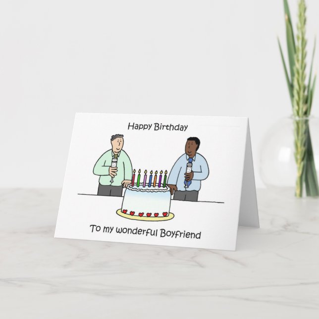 Carte Joyeux anniversaire à Interracial Homme Couple (Devant)