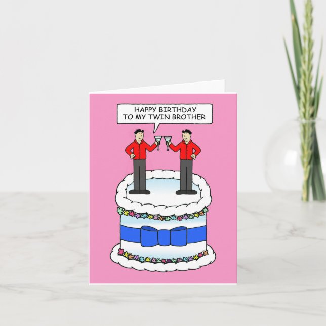 Carte Joyeux anniversaire à jumeaux frère deux hommes (Devant)