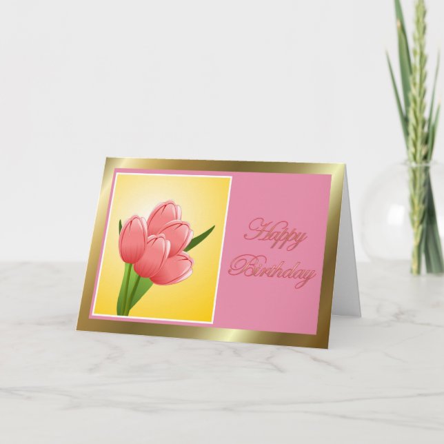 Carte Joyeux anniversaire à la femme du mari avec des fl (Devant)