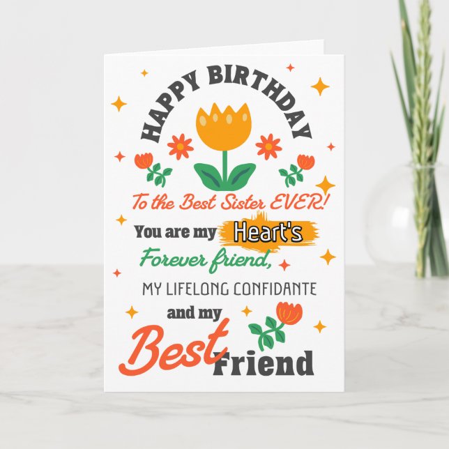 Carte Joyeux Anniversaire à la meilleure Sœur qui soit c (Devant)