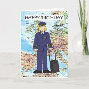 Carte Joyeux anniversaire à la pilote féminine