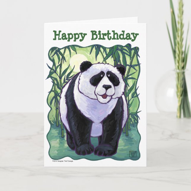 Carte Joyeux anniversaire à l'ours de Panda (Devant)
