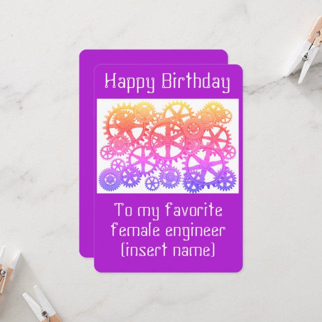 Carte Joyeux anniversaire à ma femme ingénieure préférée (Devant/Arrière en situation)