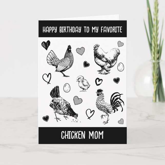 Carte Joyeux anniversaire à ma maman de poulet préférée (Devant)
