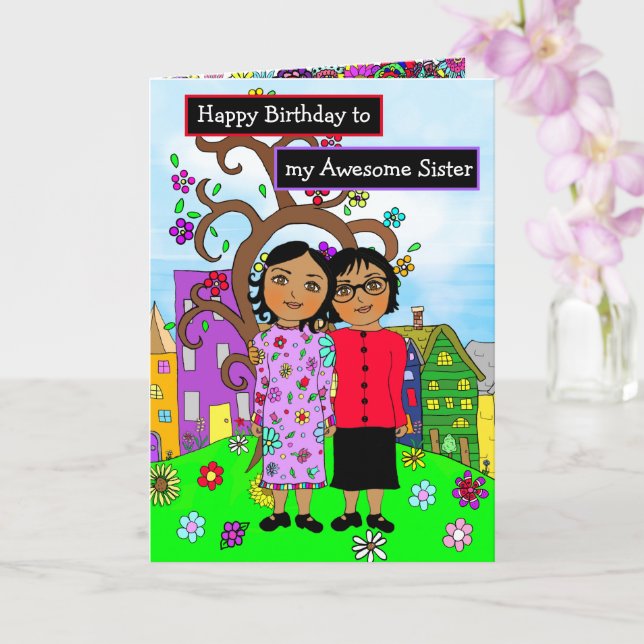 Carte Joyeux anniversaire à ma merveilleuse soeur (Orchidée)