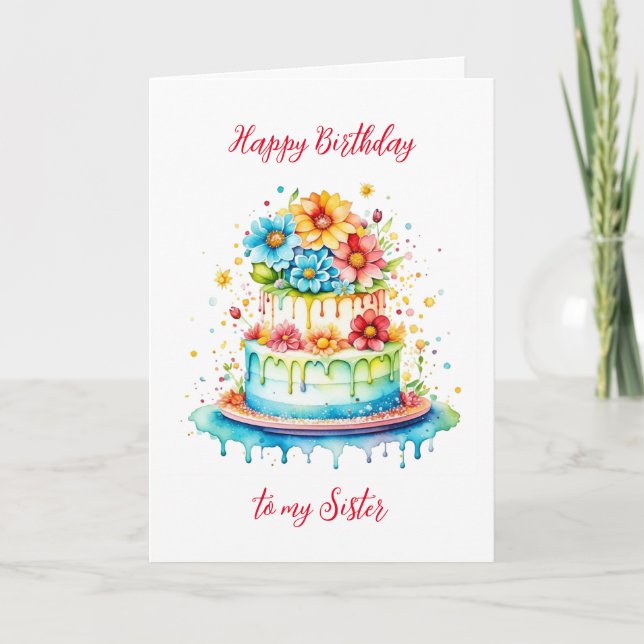 Carte Joyeux anniversaire à ma soeur Personnalisé (Devant)