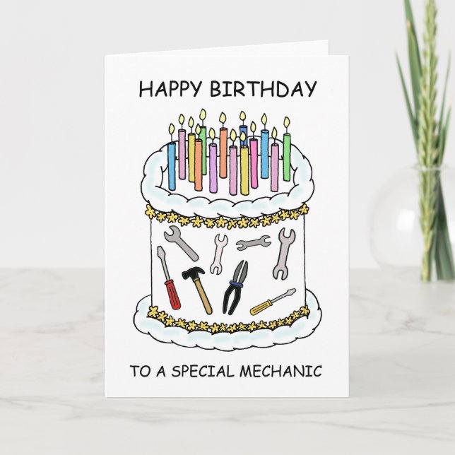 Carte Joyeux anniversaire à mécanicien (Devant)
