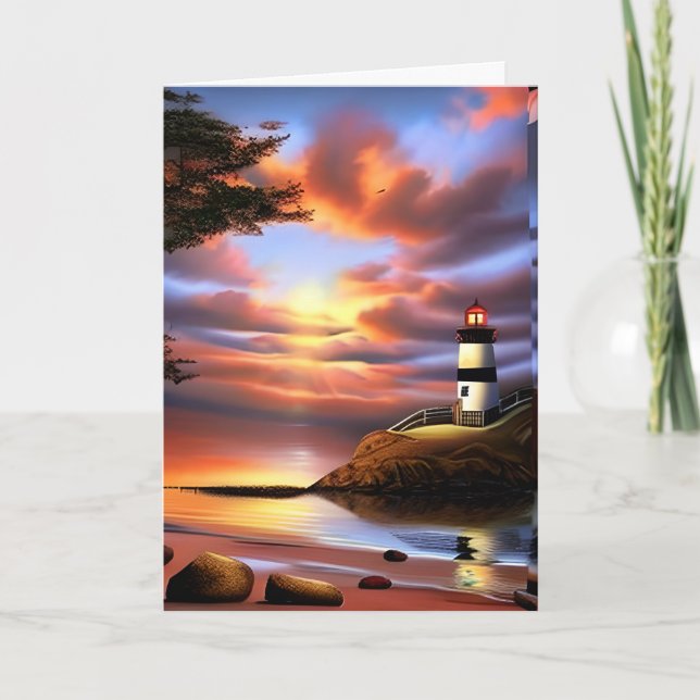 Carte Joyeux anniversaire à mon mari | Pretty Lighthouse (Devant)