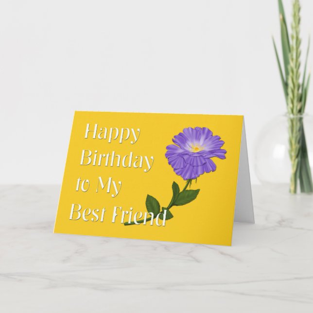 Carte Joyeux anniversaire à mon meilleur ami, Fleur viol (Devant)