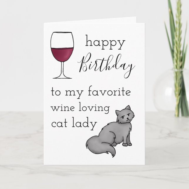 Carte Joyeux anniversaire à mon préféré Vin Love Chat La (Devant)