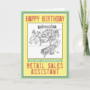 Carte Joyeux anniversaire à un assistant de vente au dét
