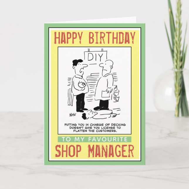 Carte Joyeux anniversaire à un directeur de magasin. (Devant)