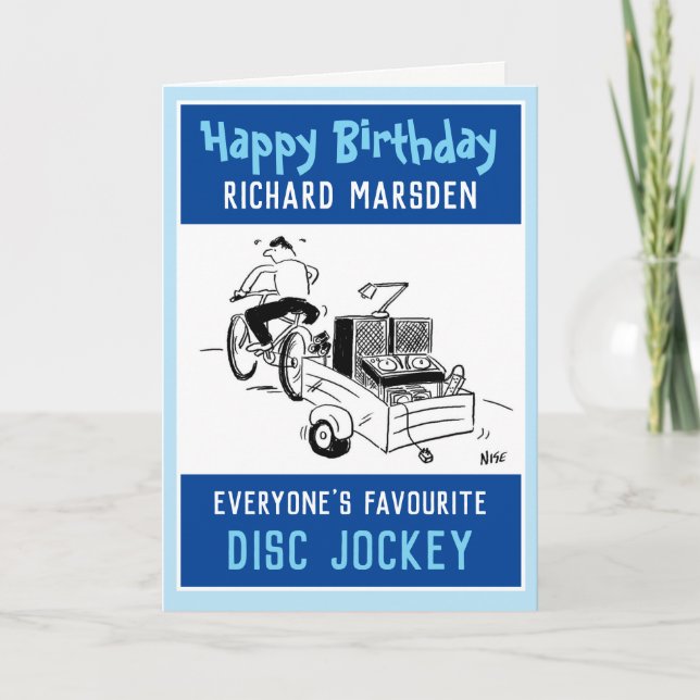 Carte Joyeux anniversaire à un disque Jockey (Devant)