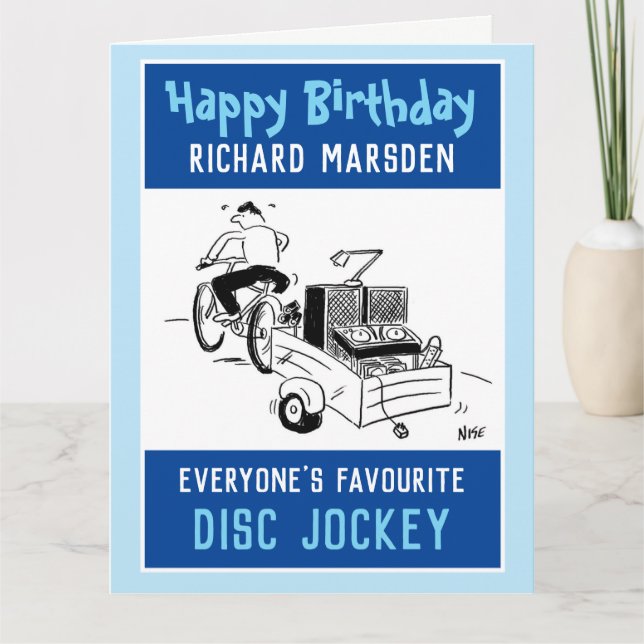 Carte Joyeux anniversaire à un disque Jockey (Devant)