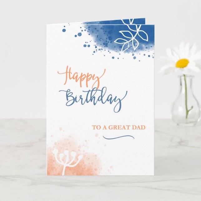 Carte Joyeux anniversaire à un grand papa aquarelle (Petite plante)