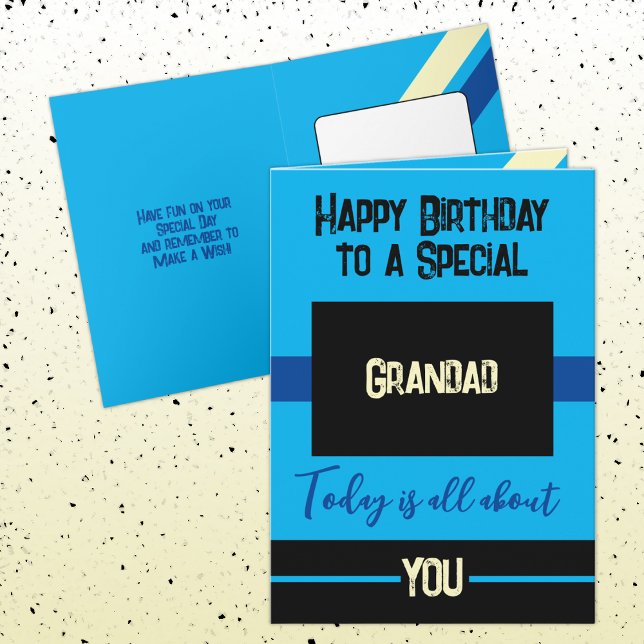Carte Joyeux anniversaire à un grand-père spécial bleu j (Créateur téléchargé)