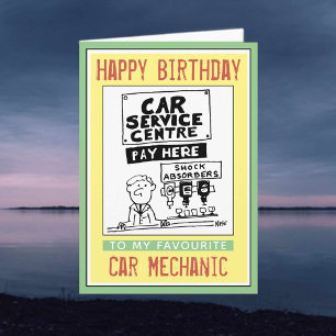Carte Joyeux anniversaire à un mécanicien automobile