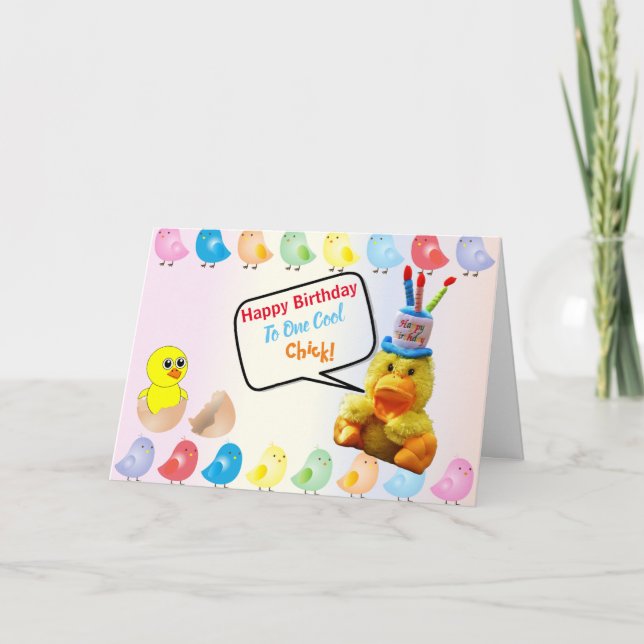 Carte Joyeux anniversaire à un poussin Cool (Devant)
