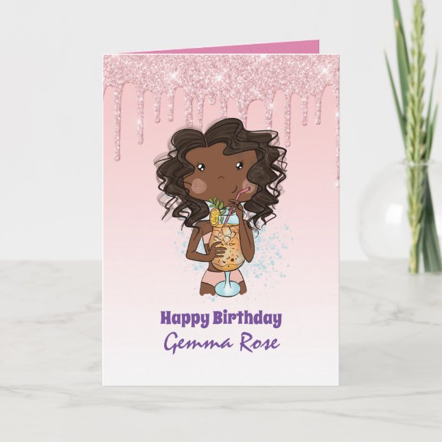 Carte Joyeux Anniversaire à une jolie fille noire - Beau (Devant)