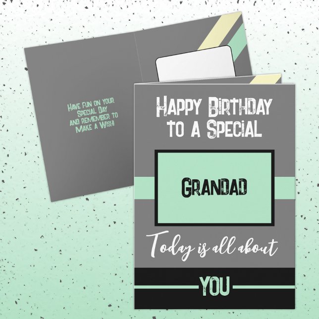 Carte Joyeux Anniversaire à une menthe grise spéciale (Créateur téléchargé)