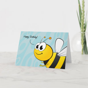 Carte Joyeux anniversaire, abeille de sourire géante
