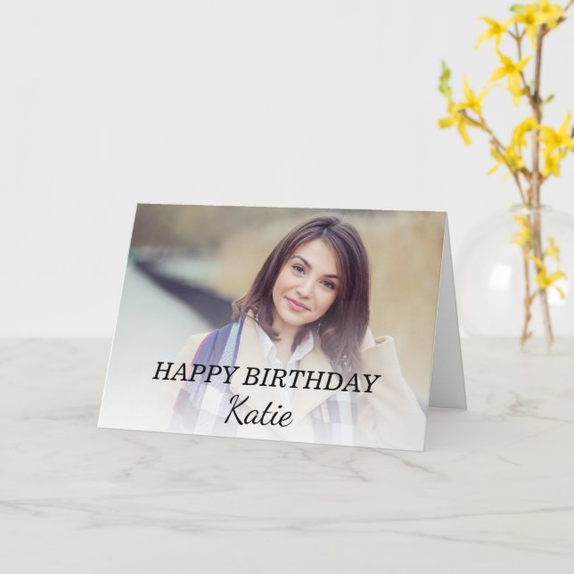 Carte Joyeux anniversaire Ado fille photo parents frères (Fleur jaune)