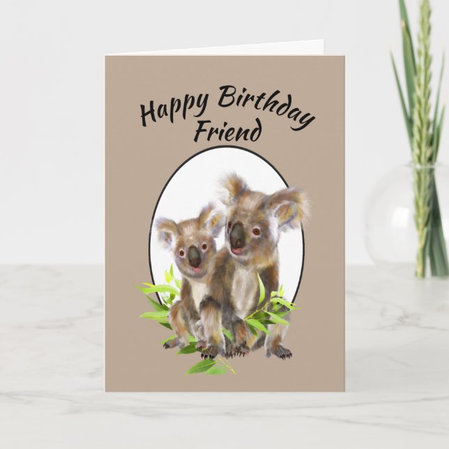 Carte Joyeux Anniversaire Ami Cute Koala Oear Amis (Devant)