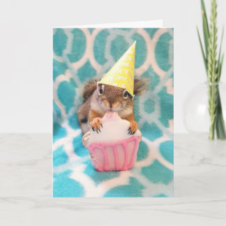 Carte Joyeux anniversaire, ami d'écureuil