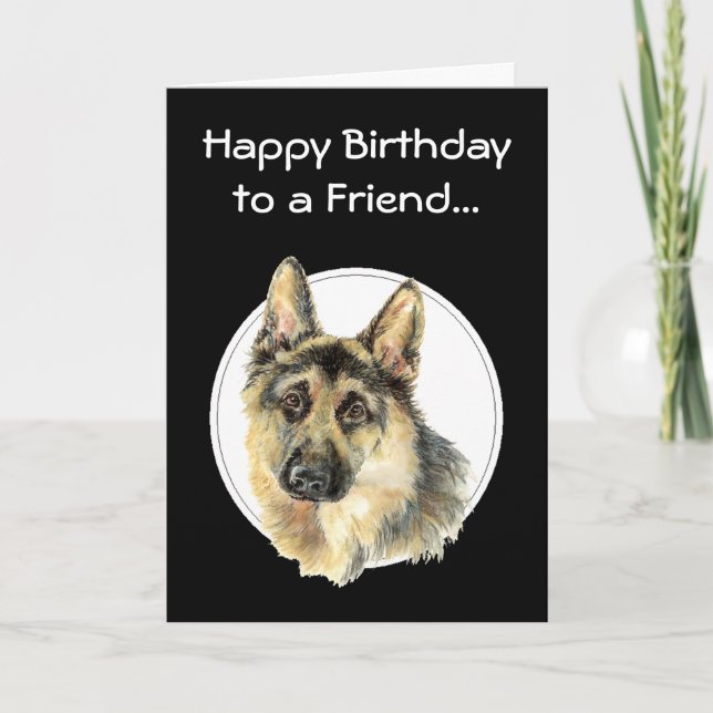 Carte Joyeux Anniversaire ami inestimable, berger allema (Devant)