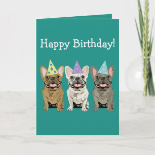 Carte Joyeux anniversaire - Amis Bouledogues Français