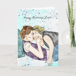 Carte Joyeux anniversaire, amour Lesbian Kiss