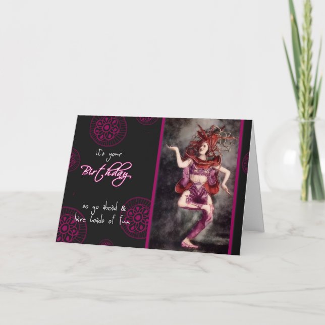 Carte Joyeux anniversaire, amusez-vous beaucoup, danseus (Devant)