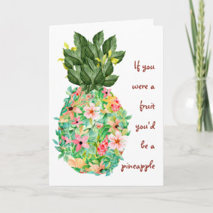 Carte Joyeux Anniversaire Ananas Fruit Doux Cœur D'Or